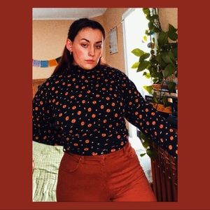🎃Retro Black Halloween Print Turtleneck🎃